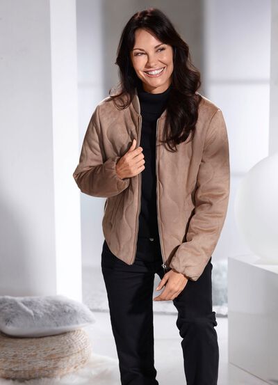 Kort jacka av imiterad mocka 