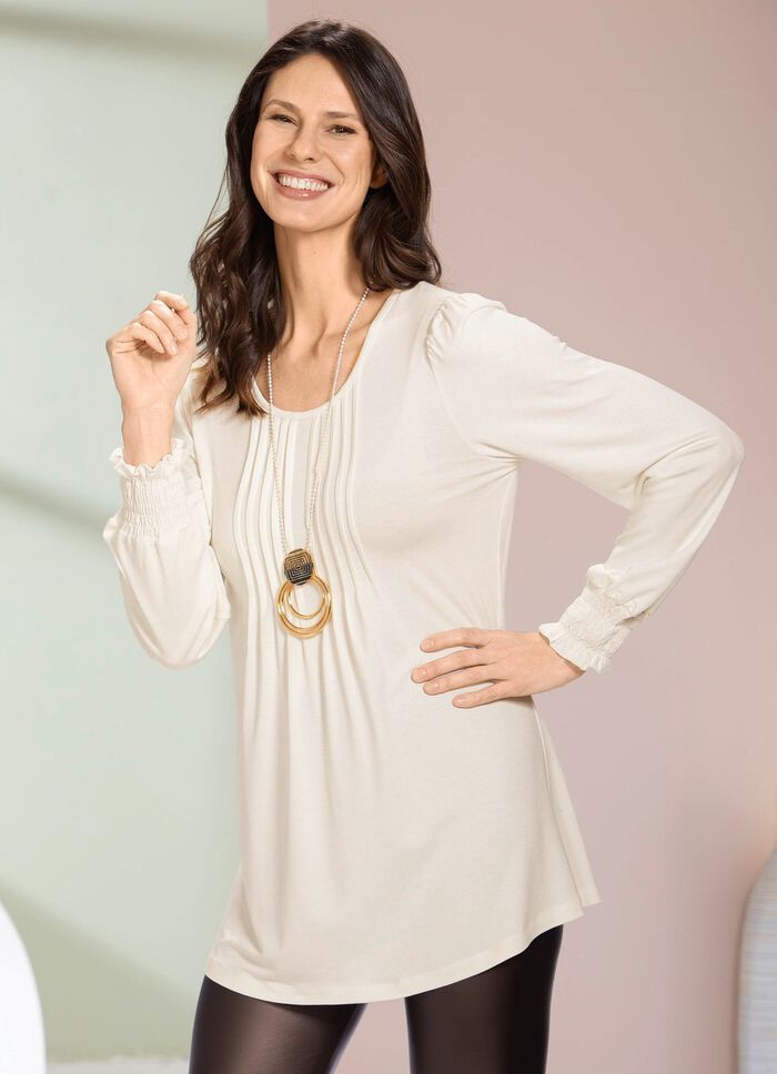 Skjorttunika med fina muddar ECRU