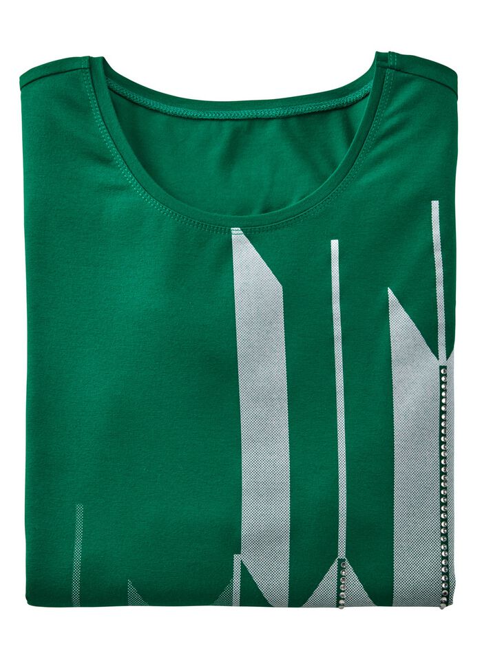 skjorta med kontrasttryck GR&Ouml;N-VITT