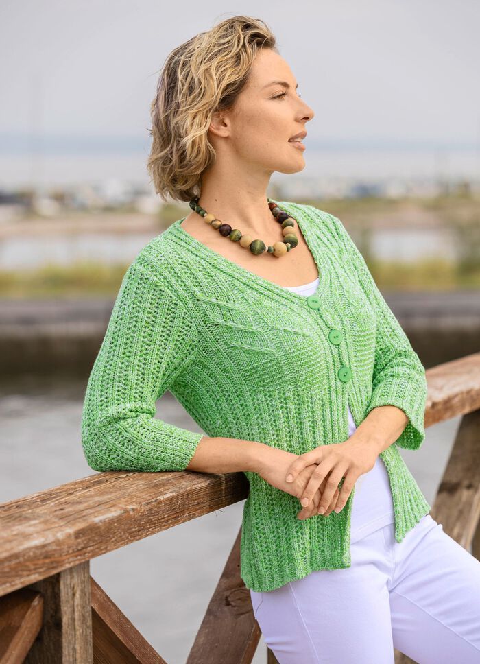 Kofta i fin melerad look 