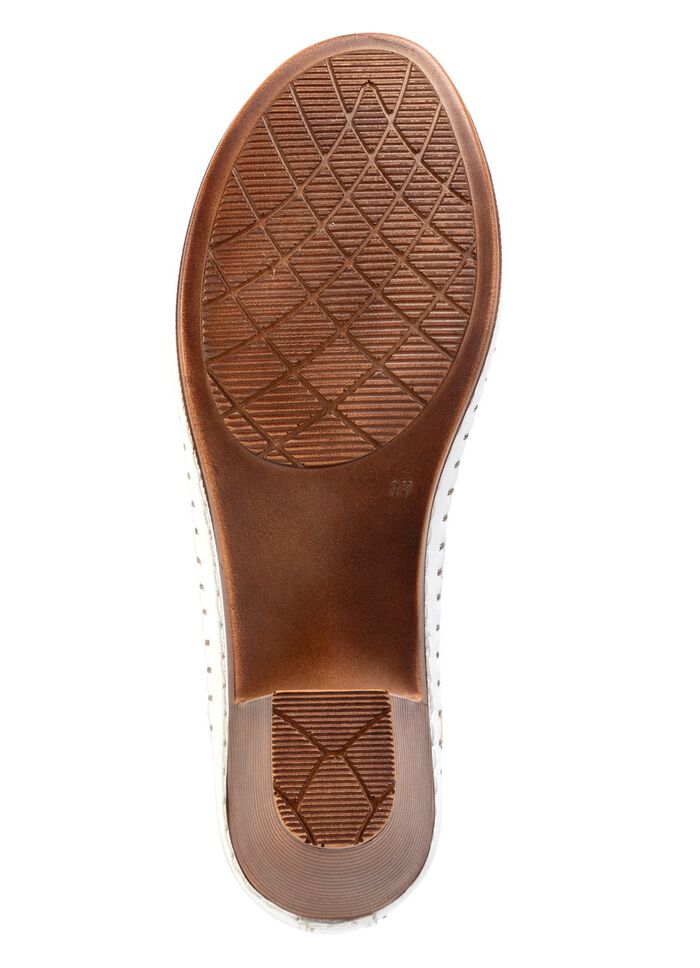 Gemini pumps gjorda av ko nappa l&auml;der med rosett VIT-MULTICOLOR