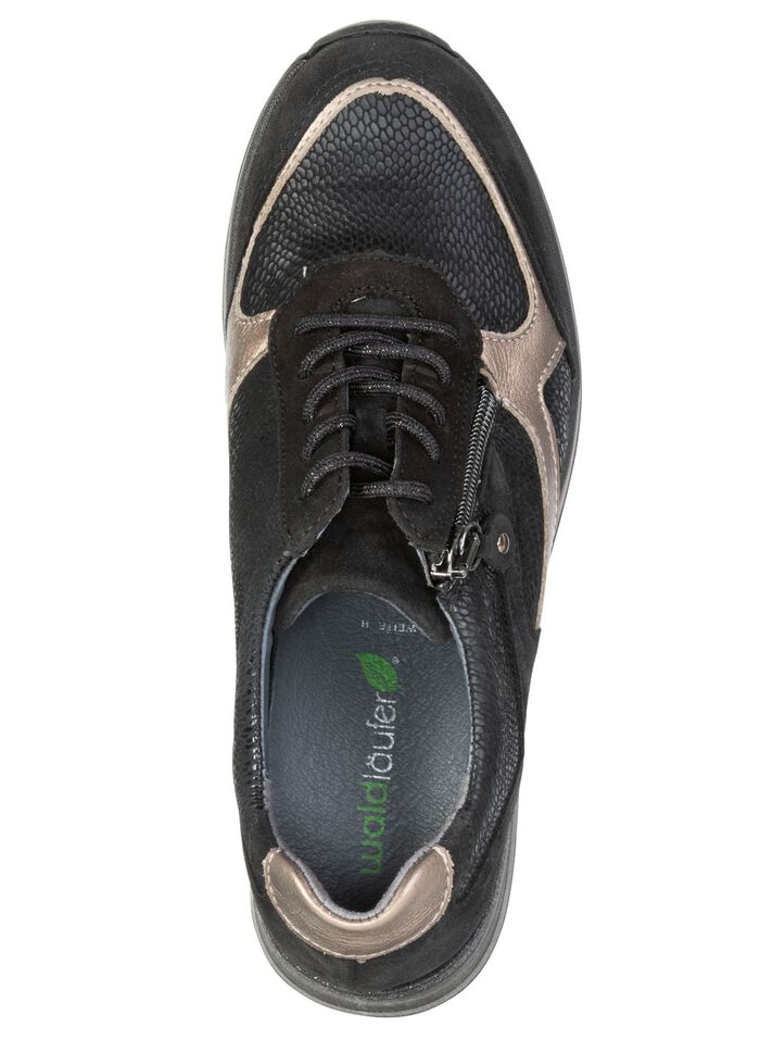 Waldl&auml;ufer, bekv&auml;ma damsneakers, bredd H, med uttagbar fotb&auml;dd SVART-BRONS