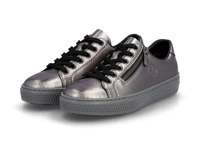Rieker, trendiga damsneakers med dragkedja GAMMALT SILVER