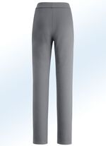 Byxor i trendig materialmix 