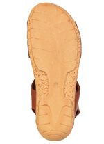 Gemini, sommarsandaler f&ouml;r kvinnor, bredd G, tillverkade av l&auml;der COGNAC