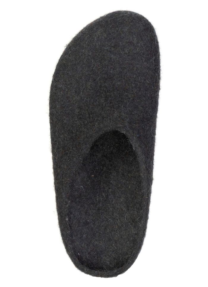 Eleganta damtofflor, bredd G, tillverkade av jungfruull, s&ouml;ml&ouml;st handfiltade GRAFIT