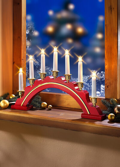 Ljusbåge, 7 lampor av trä 