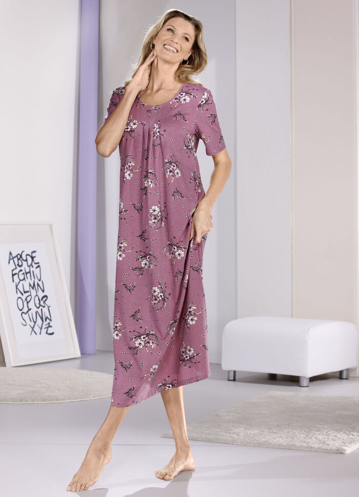 Nattlinne, fotlång med korta ärmar 