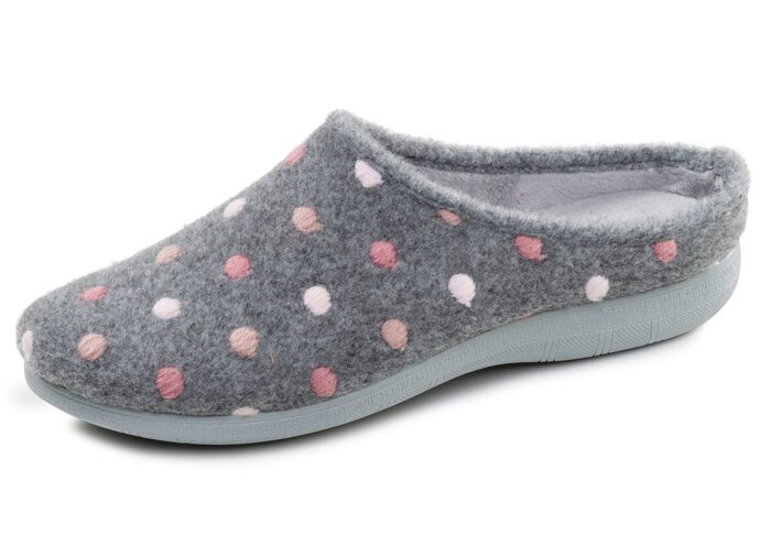 Laurina, klassiska damtofflor med prickbroderi GR&Aring;