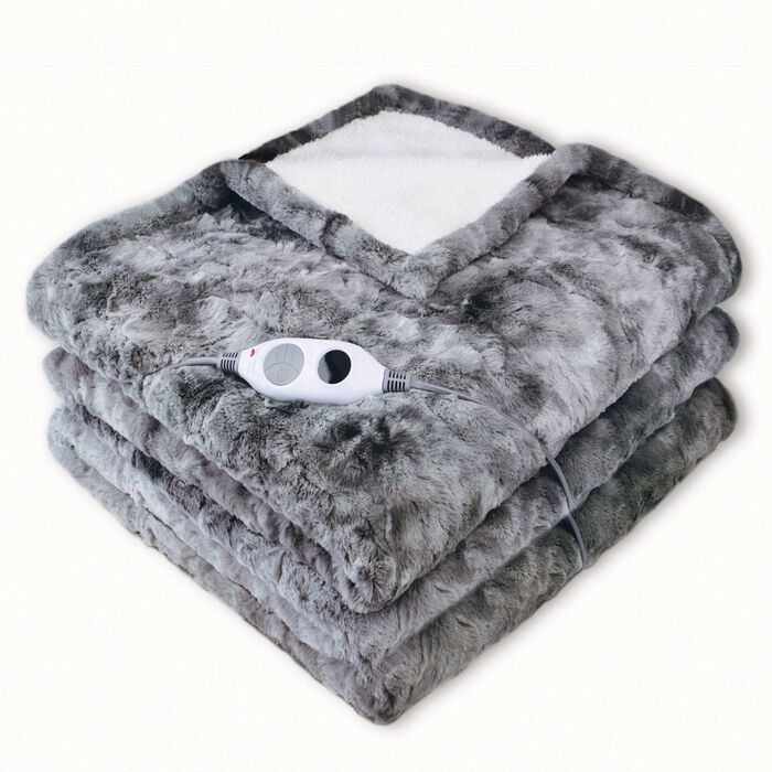 XXL elektrisk filt i lammskinnslook 