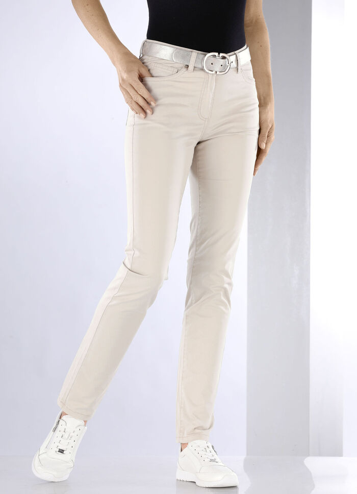 Jeans med push-up effekt BEIGE