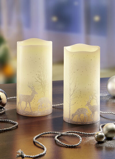 Batteridrivet LED äkta vaxljus, set om 2 