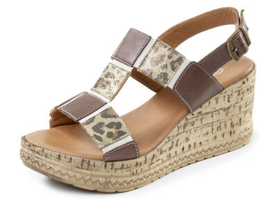 Gemini, trendiga damsandaler, bredd G, tillverkade av läder 