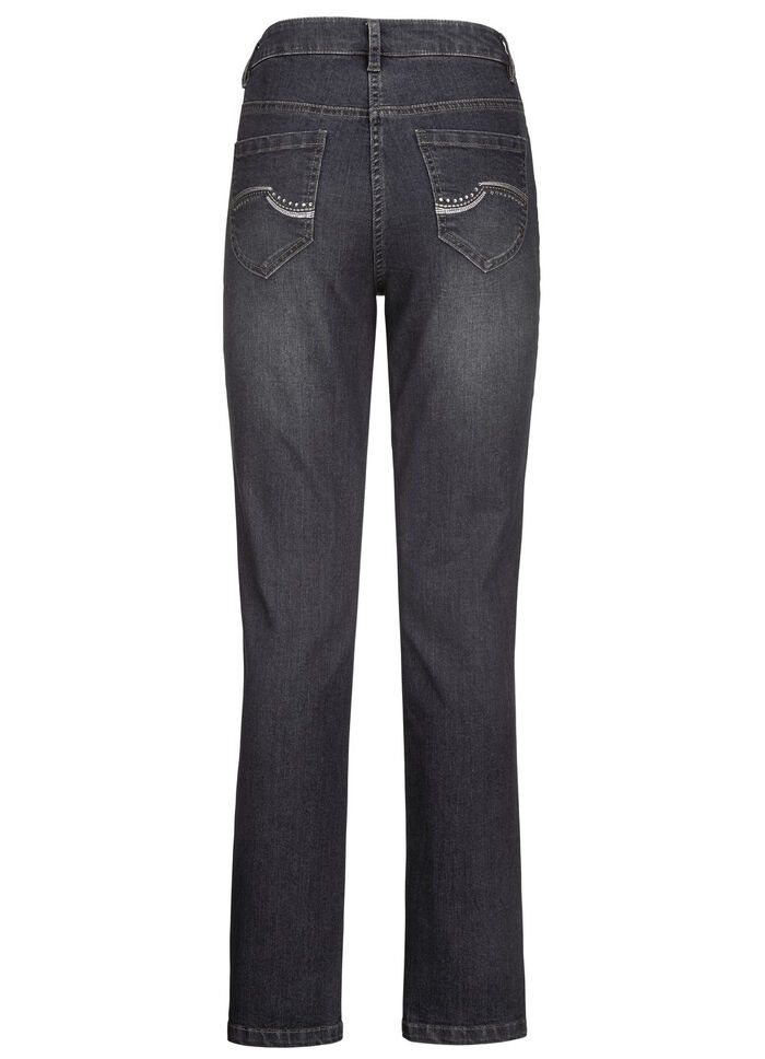 Jeans med vackra broderier och gnistrande strass GRAFIT