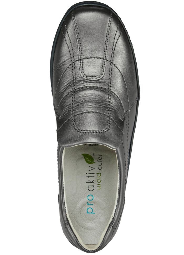 Waldl&auml;ufer, bekv&auml;ma damtofflor, bredd H, med uttagbar fotb&auml;dd ANTIK SILVER