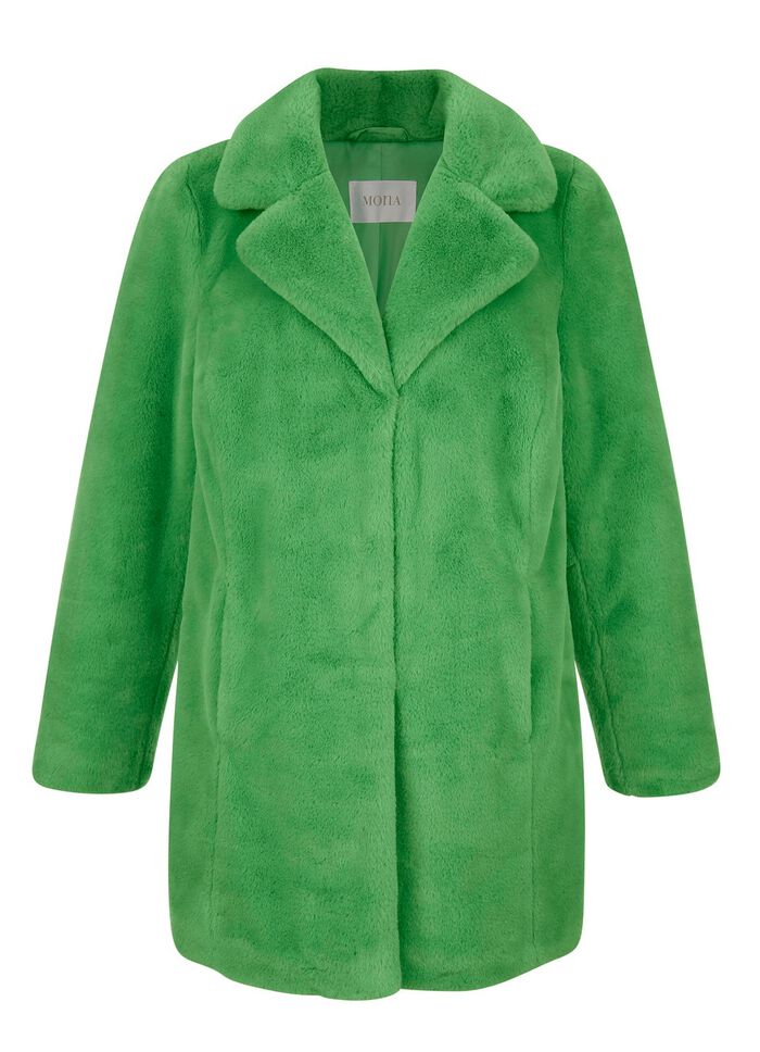 Fuskp&auml;lsjacka med lapelkrage GR&Ouml;NT