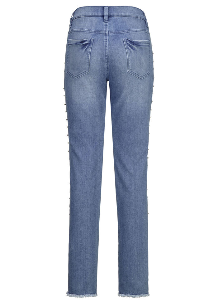 Eleganta jeans med fina dekorativa pärlor JEANS BLÅ