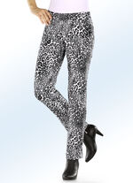 Jacquardbyxor i trendig leoparddesign 