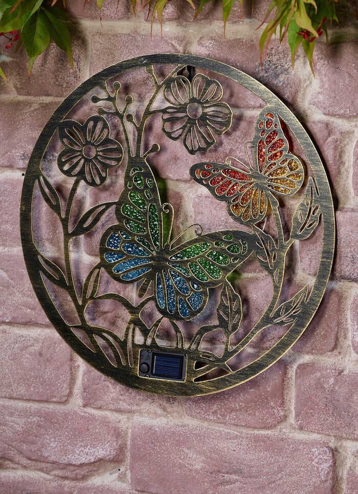 Solcellsdrevet v&auml;ggdekoration "Papillon" 