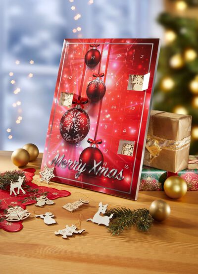 Adventskalender med &auml;kta tr&auml;figurer 