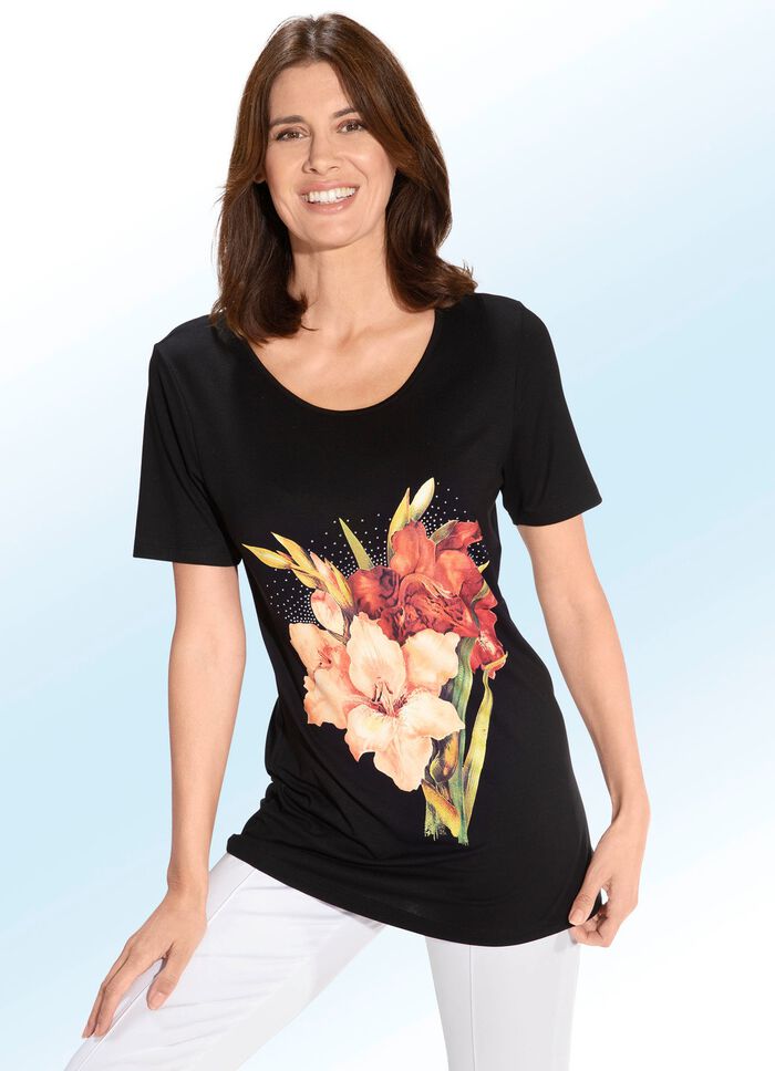 L&aring;ng skjorta med kontrasttryck i 2 f&auml;rger SVART